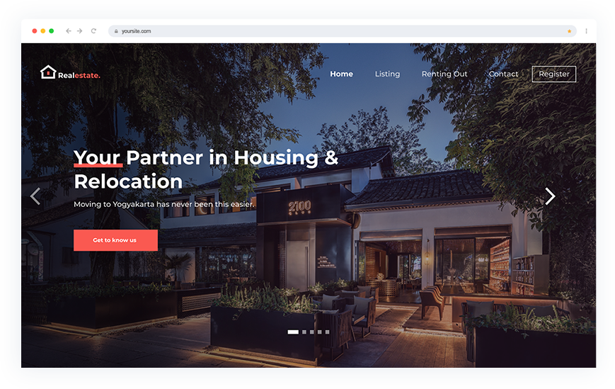 Website development sample for a real estate agent company