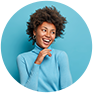 Lady in blue circle