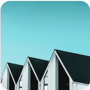 Stock photo sample of the sky with 3 roofs sticking out
