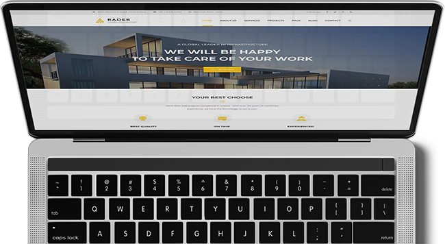 Construction website being shown on a laptop