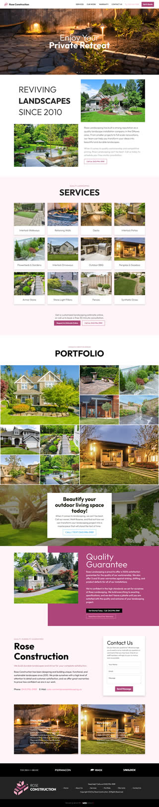 Rose Landscaping & Construction Website Development